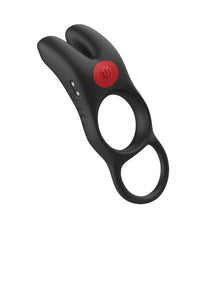 Red Dot Vibrating Cock Ring V1 With Remote - Black/red