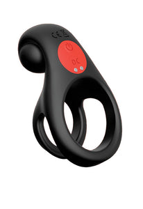 Red Dot Vibrating Cock Ring V2 With Remote - Black/red