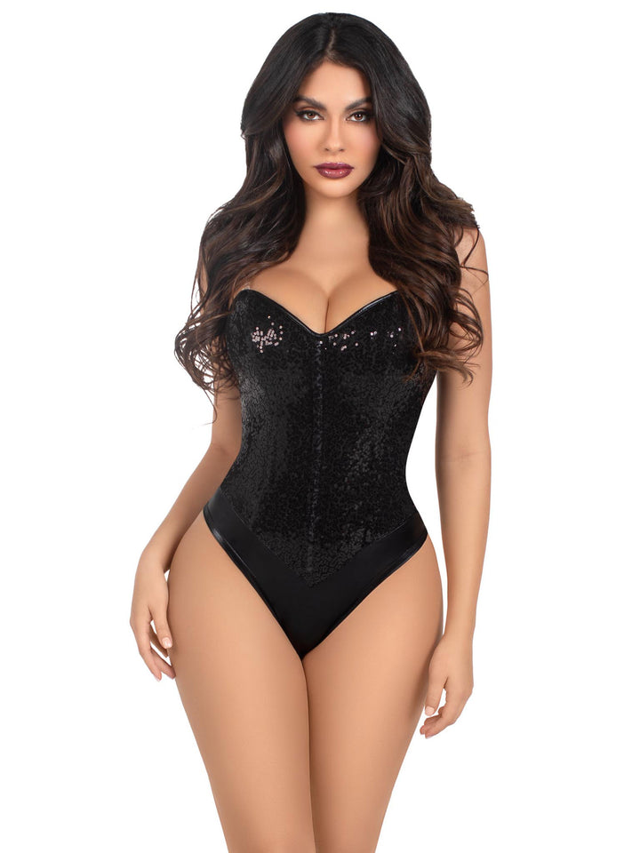 2 Pc Sequin Bodysuit - Large - Black