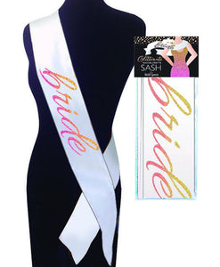 Glitterati Bride Sash - White