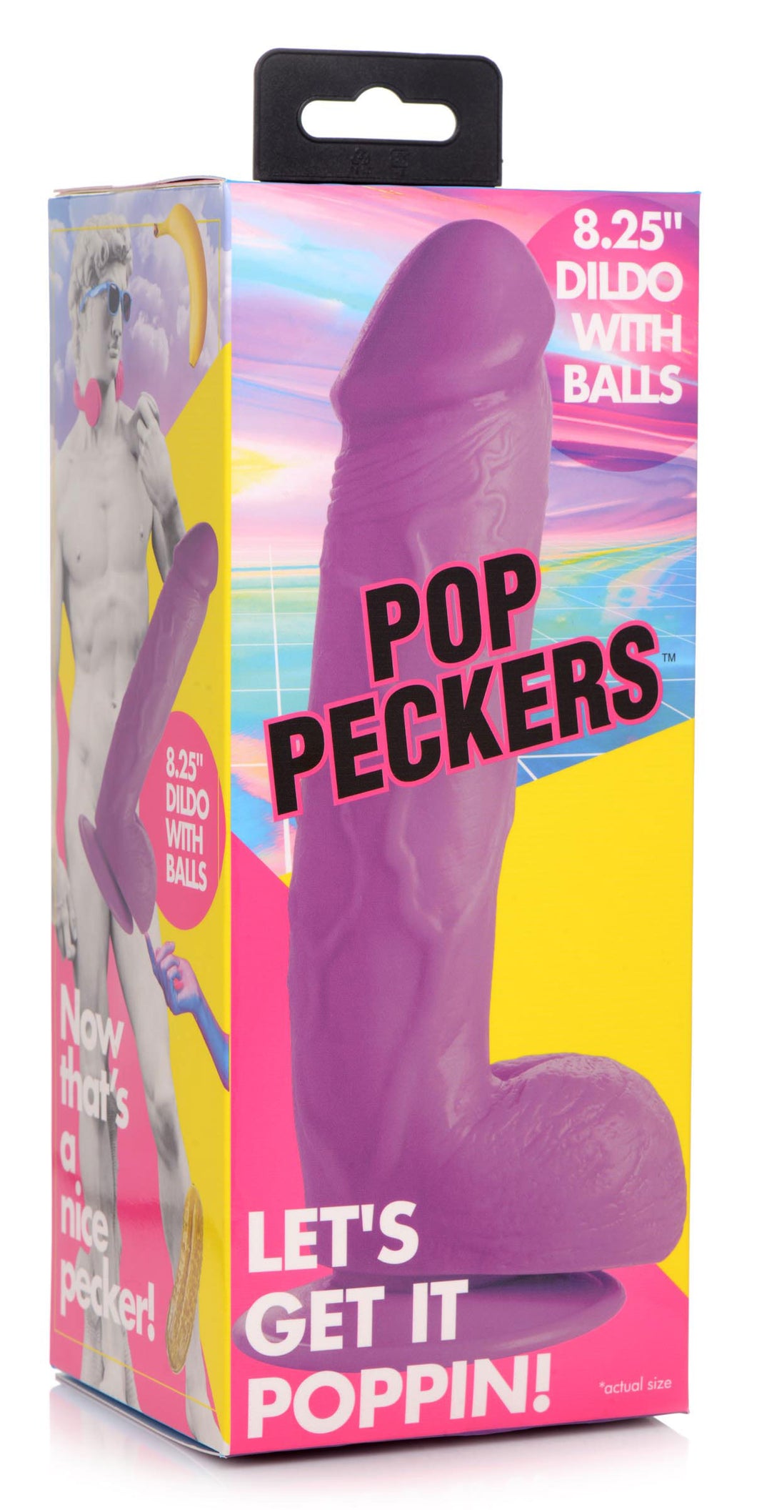 Pop Pecker 8.25 Inch Dildo With Balls - Purple