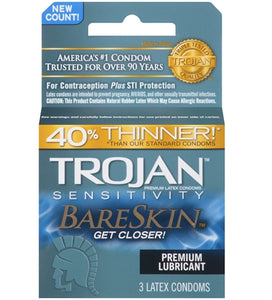 Trojan Sensitivity Bareskin Lubricated  Condoms - 3 Pack