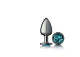 Cheeky Charms - Gunmetal Metal Butt Plug - Round - Teal - Large