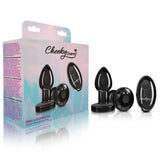 Cheeky Charms - Rechargeable Vibrating Metal Butt  Plug With Remote Control - Gunmetal - Small -  Preorder Only