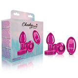 Cheeky Charms - Rechargeable Vibrating Metal Butt Plug With Remote Control - Pink - Small -  Preorder Only